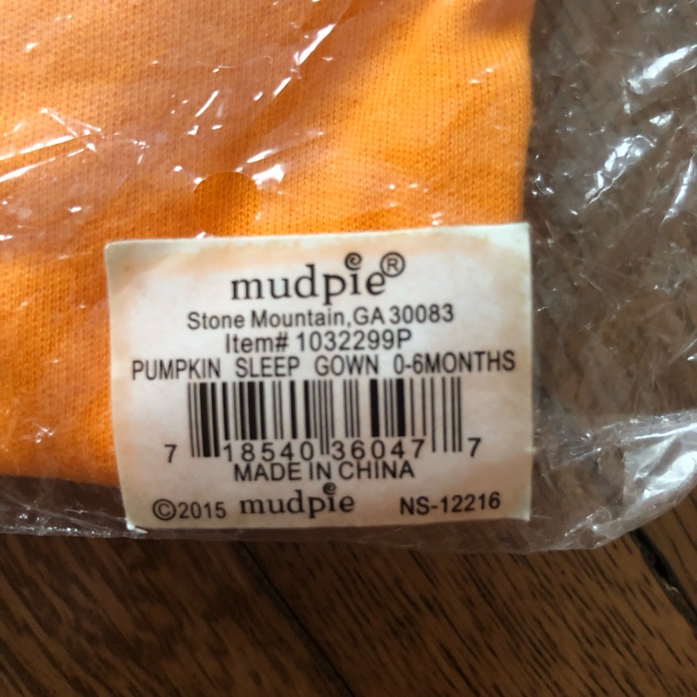 NWT Mudpie pumpkin sleep gown 0-6 months orange - Picture 3 of 3